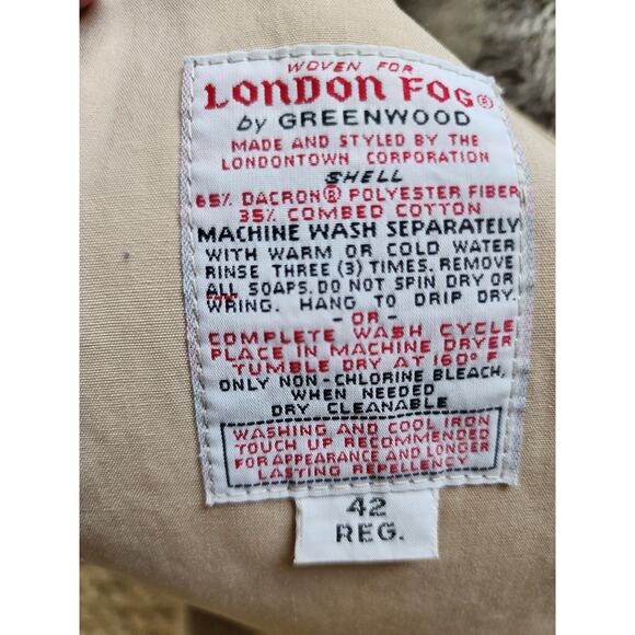 London Fog Vintage Zip-Out Lining Trench Coat 42 Regular - Picture 7 of 9